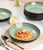 LERATIO Large Pasta Bowls,38oz Ceramic Pasta Bowls,9.0" Reactive Glaze Pasta Bowl Set of 6,Microwave & Dishwasher,Oven Safe,Wide Serving Bowls for Salad,Pasta,Fruit,Scratch Resistant-Light Blue