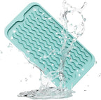 ZLR Silicone Sponge Holder & Sink Caddy Tray (6" x 12") - Narrow Dish Drying Mat for Kitchen Counter - Waterproof Soap Dispenser Organizer, Non-Slip Bathroom Vanity Tray (Mint Green)