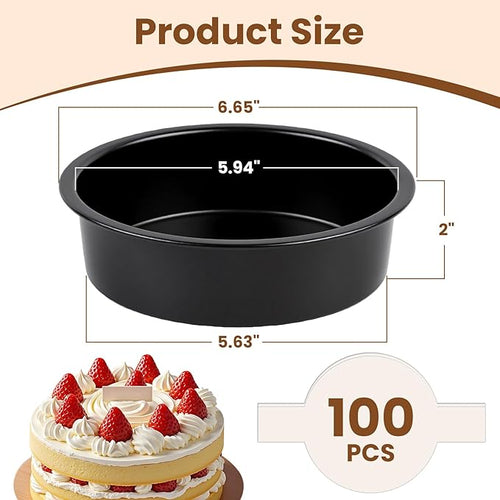 6 Inch Round Cake Pan Set of 3 - Nonstick Carbon Steel Cake Baking Pans with 100 PCS Parchment Paper, Dishwasher Safe, Durable for Layer Cakes, Birthday & Christmas Baking
