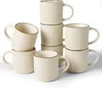 famiware Coffee Mug Set for 8, Star 12 oz Catering Mugs Cup Set with Handle for Coffee, Tea, Cocoa, Milk - Ceramic Stoneware Drinkware Set, White