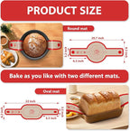 Silicone Bread Sling Oval and Round, 2Pcs Non-Stick Reusable Bread Sling, Sourdough Tools & Dutch Oven Accessories, Red