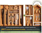 keechee 6-Piece Bamboo Drawer Organizer Set, 2.2" Deep Multi-Use Organizers for Utensils, Silverware, Cutlery, Desk, Bathroom, Junk Drawer & Makeup, Non-Slip Feet Included.