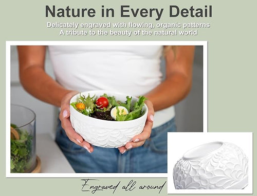 25DOL 22 oz Ceramic Bowls Set of 4 – Embossed Nature-Inspired Design, Versatile Soup & Cereal Bowls – Ideal for Ramen, Pasta, Oatmeal & Salads – Microwave & Dishwasher Safe