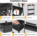 SPACELEAD Slim Storage Cart 4 Tier,Bathroom Organizer Rolling Utility,Mobile Shelving Unit Slide Out for Office, Kitchen, Laundry Room & Narrow Places,Black
