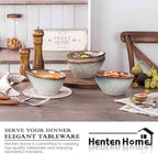 Henten Home Ceramic 20 oz Salad Bowls Set, Slanted Snack Bowl Set of 4, Porcelain Serving Bowls for Soup, Dessert, Microwave & Dishwasher Safe, Reactive Glaze (White)