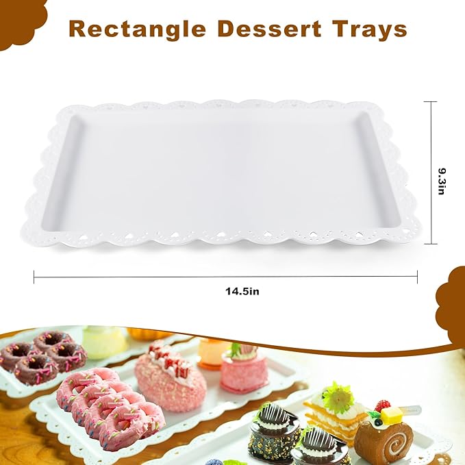 5 Pack Dessert Table Display Set, 2 Sets 3 Tier Cupcake Stand, 3 Pcs Food Serving Trays, Tiered White Plastic Cup Cake Tower for Birthday Baby Shower Wedding and Tea Party Supplies (5, Large)