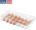 iDesign Clear Plastic Egg Holder for Fridge with Lid - 21 Egg Storage Container Organizer Bin