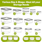 42 PCS Food Storage Containers with Lids (21 Containers & 21 Lids) - Reusable Plastic Food Containers for Kitchen Storage and Organization BPA-Free Leakproof Meal Prep Container with Labels & Pen