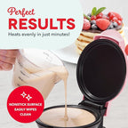 Dash Mini Maker Griddle - Compact Griddle for Creative Homemade Treats - PTFE nonstick surface, Quick Heat-Up System & Space-Saving Design - Pink