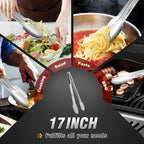 Walfos 17 Inch Extra Long Grill Tongs, Ultimate Stainless Steel BBQ Tongs for Grilling, Cooking, BBQ/Barbecue, Buffet and Turning Food