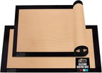 GORILLA GRIP Food Grade Reusable Nonstick Silicone Baking Mat, 16.5x11.87, Half Sheet, Oven Safe Cookie Sheet Liners, Up to 500 Degrees, No Mess Easy Clean Pastry Mats, Kitchen Essentials, 2PK, Black