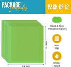 Refrigerator Liners for Shelves (12 Pack) by Linda’s Essentials - Non-Adhesive Shelf or Drawer Liner, BPA-Free Fridge Mats for Kitchen & Cabinets, Easy to Clean, Ideal Household Essentials (Green)