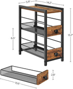 Spice Rack, 3-Tier Pull Out Spice Rack Organizer for Countertop, Narrow Kitchen Countertop Storage Shelf with 2 Drawers, for Kitchen, Cafe, Rustic Brown and Black SR02BR