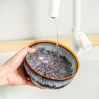 Serving Bowls - 22 Ounce Bowls Set - Ceramic Bowl Set of 2-5.75 inch Salad Bowls - Soup Bowls - Cereal Bowls for Kitchen, Speckled Black Purple