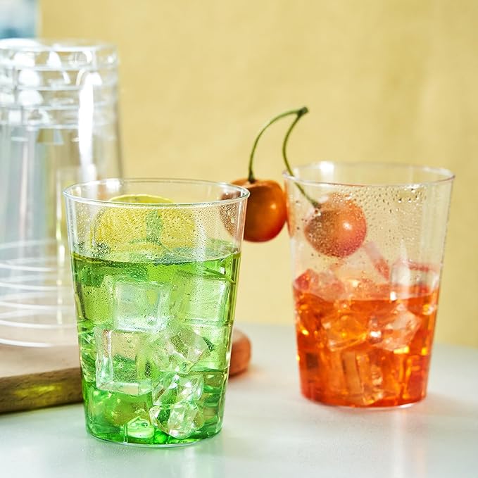 RACETOP 10 oz Clear Disposable Plastic Cups [100 Pack], Clear Plastic Cups Tumblers, Heavy-duty Party Glasses, Disposable Cups