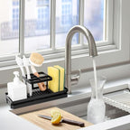 Toothbrush Holders for Bathrooms, Carbon Steel Tooth Brushing Holder Electric Toothbrush and Toothpaste Organizer Bathroom Accessories for Countertop, Shower, Sink, 5 Slots, Matte Black