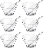 Sawysine 12 Pcs Plastic Clear Serving Bowls with Kitchen Plastic Scoops Salad Serving Bowls Popcorn Scoops Angled Candy Container for Salad Cooking Parties, 210 ml