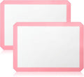 2-Pack Silicone Baking Mats – Non-Stick Reusable BPA-Free Oven Liners, 100% Food-Grade Silicone, Fit Half Sheet Pans (16.54" x 11.62") for Cookies, Pastry & More, White with Pink Edge