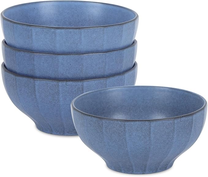 Stone Lain Rio 4-Piece Bowl Set Stoneware, Blue
