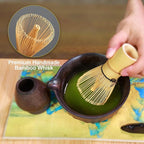 Matcha Set Whisk and Bowl, 8 Pcs Matcha Making Kit includes Bowl with Spout, Bamboo Whisk, Bamboo Scoop, Ceramic Holder and Stainless Sifter for Tea Matcha Lover, Gilded