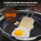 10" Hybrid Ceramic Nonstick Frying Pan, 3-Ply Stainless Steel Skillet, 2-Layer Coating, PFAS & PTFE Free, 9H Hardness & Corrosion Resistance, Dishwasher Safe, Induction Compatible-Blue