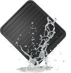 ZLR Large Silicone Dish Drying Mat (16" x 18") - XL Heavy Duty Drainboard Mat for Pots, Pans & Family Loads - Heat Resistant Trivet & Counter Protector, Easy Clean (Black)