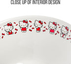 Silver Buffalo Hello Kitty Red Stripes and Bows Ceramic Ramen Noodle Rice Bowl with Chopsticks, Microwave Safe, 30 Ounces