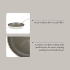 Martha Stewart Badgley Hybrid Nonstick 11 Inch TriPly Stainless Steel Large Fry Pan & Stay Cool Handle - Laser Etched Non-Toxic Perfect Sear Nonstick Skillet - Dishwasher and Induction Safe