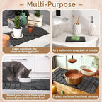 Extra Large Stone Dish Drying Mat for Kitchen Counter, Quick Dry Stone Dishes Mats, Foldable Water Absorbing Diatomaceous Drying Pad for Countertop Bottles Utensils Cups Bathroom(Dark Gray 32"×16"）