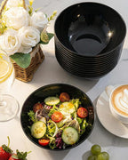 bUCLA 50 Pack Black Plastic Serving Bowls - 24oz Black Disposable Bowls for Dessert, Soup, Cereal, Salad & Fruit - Ideal for Wedding & Party