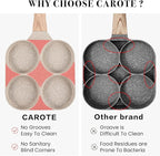 CAROTE Egg Pan Omelette Pan, 4-Cup Nonstick Granite Omelette Skillet - Pancake Pan and Healthy Egg Cooker Suitable for Gas Stove & Induction Cookware