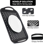 Large Anti-Slip Serving Tray with Handles, Dual Rubber Grippy Lap Food Trays for Eating, Dinning, Breakfast, on Couch/TV, Black - Set of 2
