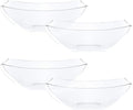 PLASTICPRO Disposable 32 ounce Square Serving Bowls, Party Snack or Salad Bowl, Medium, Plastic Crystal Clear Pack of 4