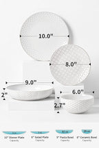 FOBENTA 32-Piece Luxury Dinnerware Set,Complete Plates and Bowls Set for 8,Upscale Ceramic Dish Set for Hosting, Holidays & Family Gatherings–Microwave & Dishwasher Safe