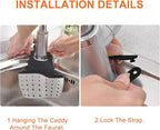 Kitchen Sink Caddy Sponge Holder for Kitchen Sink Accessories Organizer Dish Sponge Holder Ajustable Strap Faucet with Drain Holes for Drying (2 pcs Beige)
