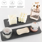 NiuYichee 2 Pcs Water Absorbing Stone Trays, Kitchen/Bathroom Sink Soap Dish, Diatomite Tray Used for Hand Soap & Cosmetic Bottles in The Modern Home, 3.15" W x 11.8" L, Dark Gray
