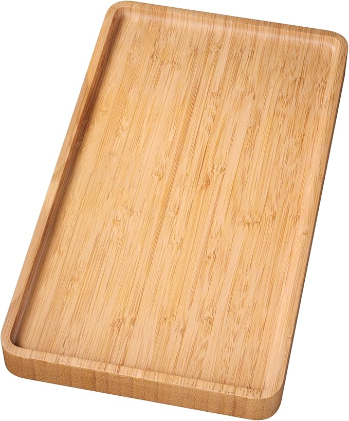 VERTORGAN Bamboo Serving Tray,13.8x7.9 Inch Decorative Trays Platter for Coffee Table,Living Room,Bar,Party,Mini Charcuterie Boards Cheese Board,Home Decor（Natural）