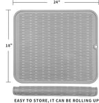MicoYang Silicone Dish Drying Mat for Multiple Usage,Easy clean,Eco-friendly,Heat-resistant Silicone Mat for Kitchen Counter or Sink,Refrigerator or Drawer Liner Grey 2XL 24 inches x 18 inches
