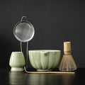 Matcha Whisk Set, Matcha Set Includes Ceramic Matcha Bowl, Bamboo Whisk, Scoop, Chasen Holder, Sifter, 5 Pcs Perfect Matcha Kit for Matcha Lover (Mottled Green)