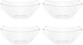 PLASTICPRO Disposable Square Serving Bowls, Party Snack or Salad Bowl, Plastic Clear or White Pack of 4 (8 OUNCE, Clear)