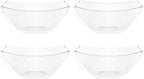 PLASTICPRO Disposable Square Serving Bowls, Party Snack or Salad Bowl, Plastic Clear or White Pack of 4 (8 OUNCE, Clear)