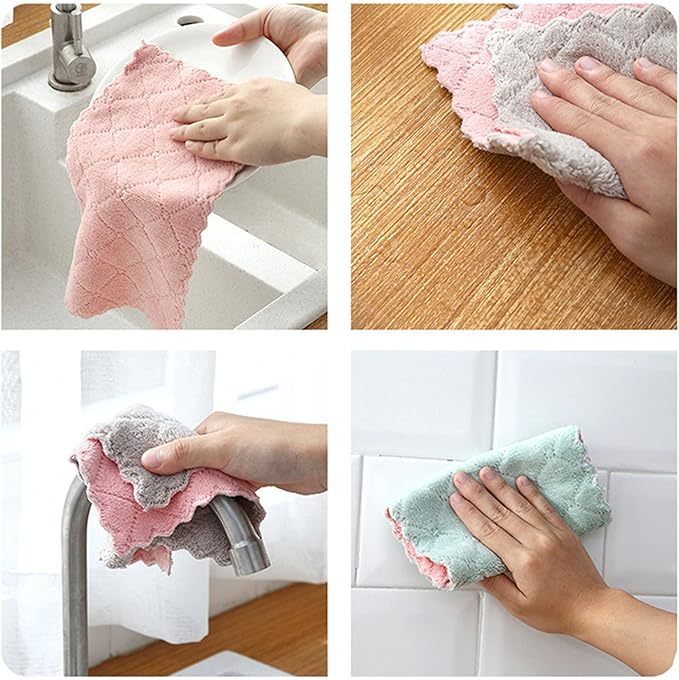 32 Pack Kitchen Cloth, Microfiber Dish Towels Washcloths, Super Absorbent Coral Velvet Dishtowels, Premium Cleaning Cloths,Non-Stick Oil Quick Dry Dish Towels, Soft Tea Towel, Table Cleaning Cloths.