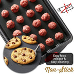 Baking Sheet Set, 2-Piece Cookie Sheet Set with Silicone Handles, Steel Baking Pan, Durable Baking Sheets for Oven, BPA Free Cookie Sheets for Baking Nonstick Set, Premium Sheet Pan, Black Baking Tray