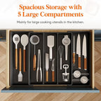 Lifewit Utensil Organizer for Kitchen Drawers, Expandable Cooking Utensil Tray, Adjustable Cutlery Silverware Flatware Holder, Plastic Spatula Tools Storage Divider, 16- 28 x 18.5", Black