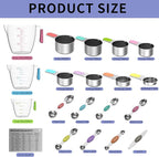 Magnetic Measuring Cups and Spoons Set, 5 Stainless Steel Measuring Cups for Dry and Liquid Ingredients, 7 Magnetic Measuring Spoons, 3 Plastic Measuring Cup with 1 Measuring Conversion Chart