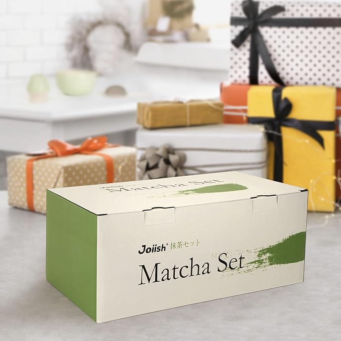 Matcha Whisk Set, 10-Pcs Matcha Kit Gift, Bamboo Whisk and Bowl with Spout & Measuring Spoon & Cup, Japanese Tea Making Tools, Charcoal Grey