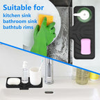 Sponge Holder for Kitchen Sink, Dish Sponge Holder & Soap Tray with Drain, Bathroom Sink Sponge Drying Rack & Perfect Organizer for Dispenser,Bottle,Cup on Sinks or Counter (10"x 4"Black)