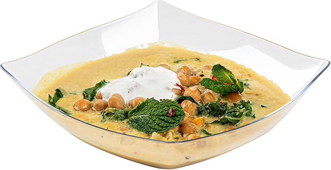 Restaurantware-Moderna 32 Ounce Fancy Plastic Bowls, 10 Square Disposable Salad Bowls - Durable, Heavy-duty, Clear Plastic Bowl, For Warm And Cold Foods