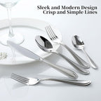 30 Pieces Silverware Set for 6,Stainless Steel Flatware Set,Heavy Duty and Modern Design Cutlery Set,18/0 Rust-Proof Utensils with Forks & Spoons,Mirror Polished Dishwasher Safe