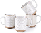 GBhome Coffee Mugs Set of 4, 12oz Handmade Stoneware Coffee Mugs Set with Large Handle for Cappuccino/Latte/Tea/Hot Cocoa, Dishwasher & Microwave Safe, Off White